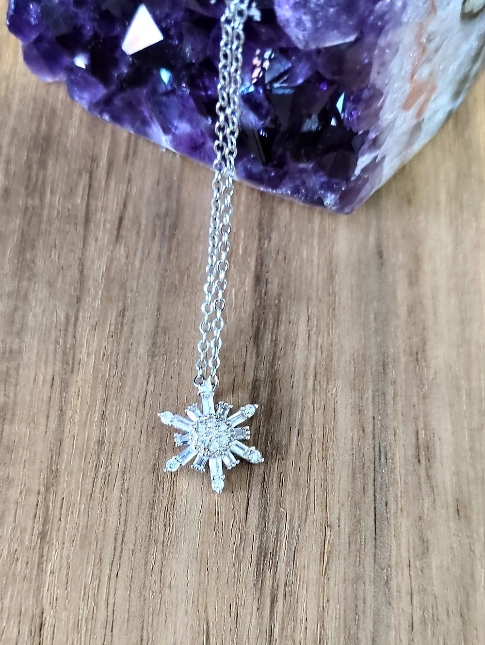 Silver Sunburst Pendant Necklace